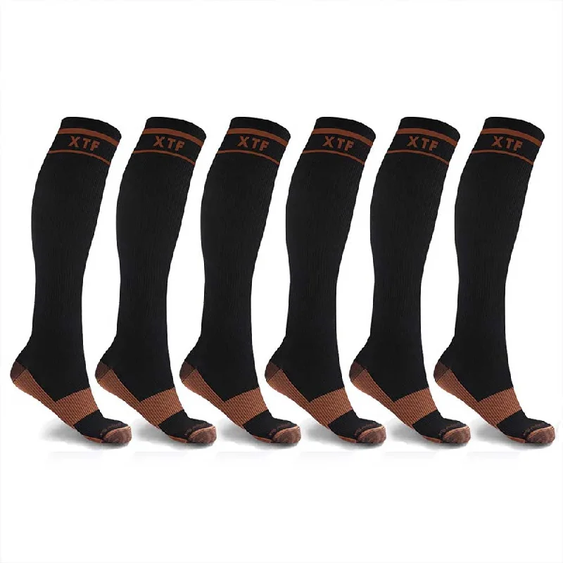 Custom printed socks for events-Copper-Infused Graduated Socks (6-Pairs)