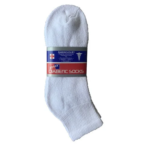 Breathable wool socks for hiking-3-Pack Diabetic Quarter Socks