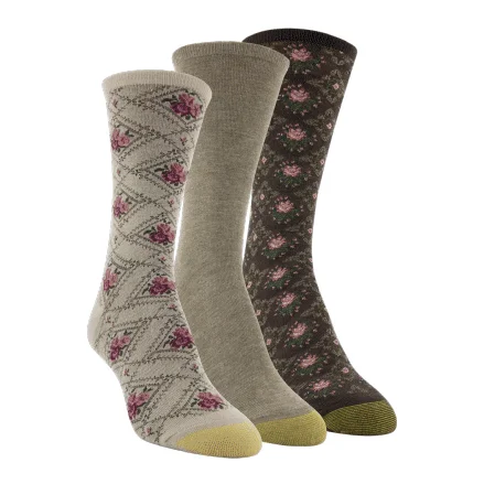 Large wool socks for warmth-3-Pack Women's Ultra Soft Diamond Florals Socks 5981