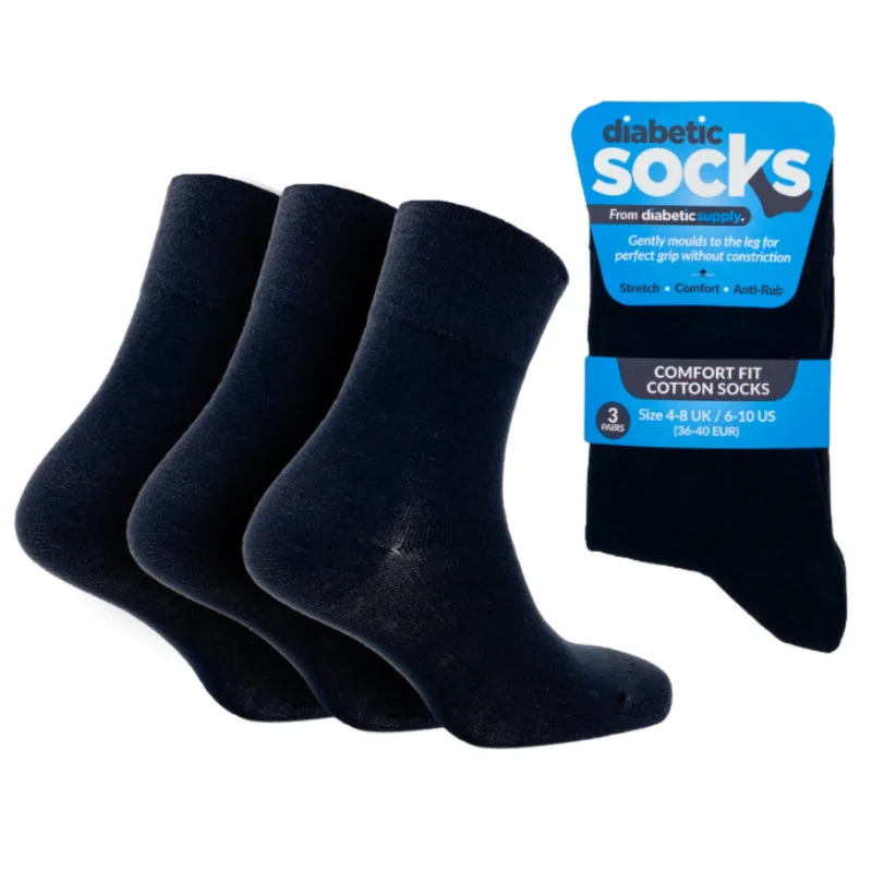 Thick thermal socks for cold weather-3 Pairs Black - Ladies Diabetic Soft Grip Non Elastic Loose Weave Top Diabetic Socks Size 4-8