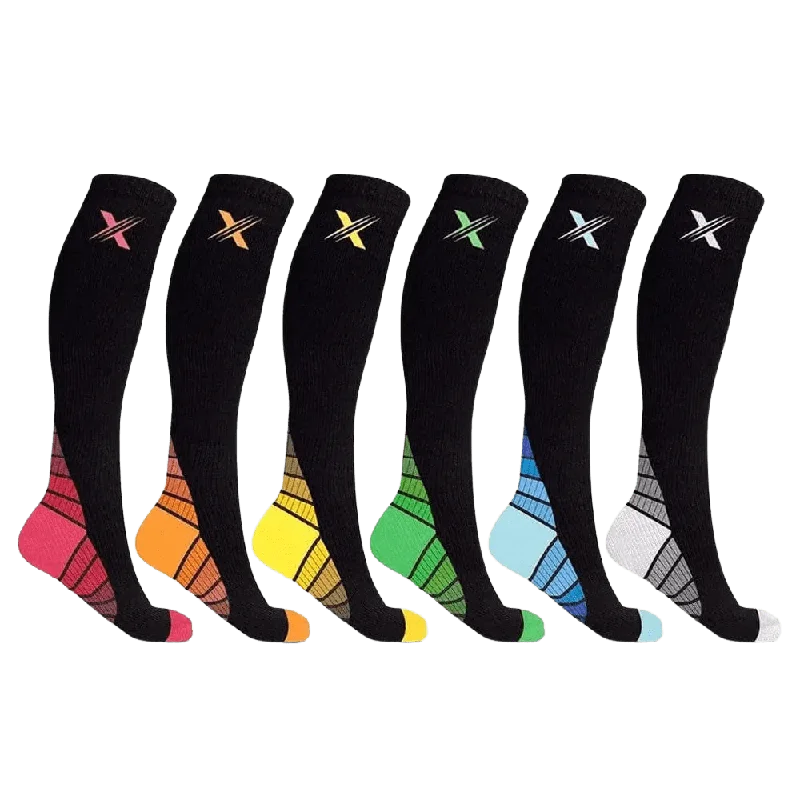 Small patterned socks for kids-Sports Lightweight Compression Socks (6-Pairs)