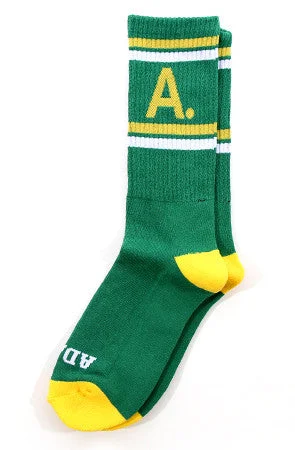 Rustic wool socks for cabin wear-A-Type (Green/Gold Socks)