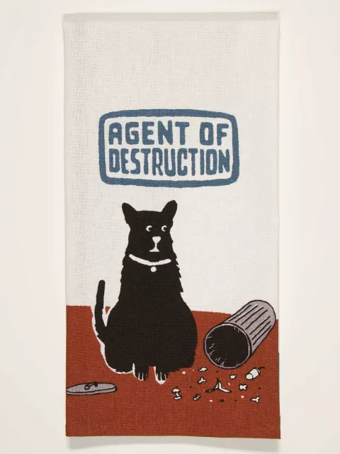 Minimalist gray crew socks for subtle-Agent of Destruction Dish Towel