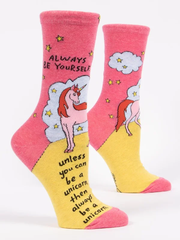 Large wool ankle socks for warmth-Always Be Yourself Unless You Can Be A Unicorn W-Crew Socks