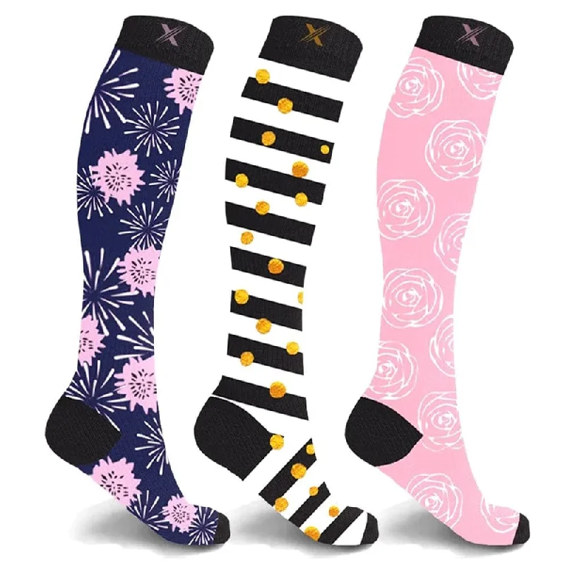 Bright socks for statement style-Kylie & Kate Compression Socks (3-Pairs)