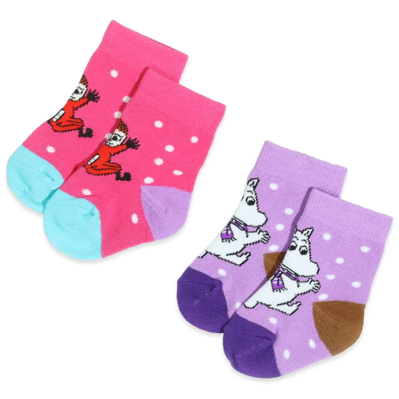 Vintage striped crew socks for classic-Baby Double Pack Moomintroll and Little My Socks