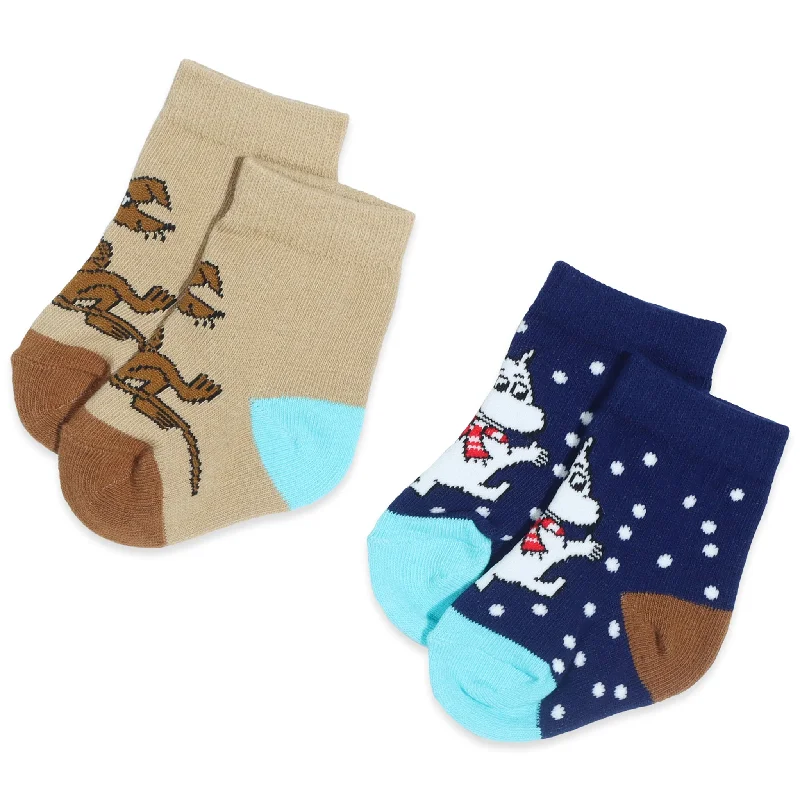 Fuzzy ankle socks for lounging-Baby Double Pack Moomintroll and Sniff Socks