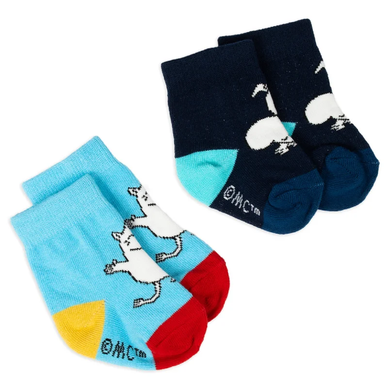 Minimalist black crew socks for everyday-Baby Double Pack Moomintroll Socks