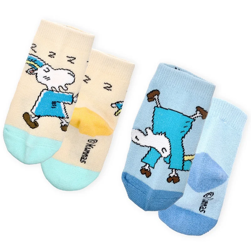 Soft fuzzy ankle socks for relaxation-Baby Double Pack Mr. Clutterbuck Socks - Beige And Light Blue