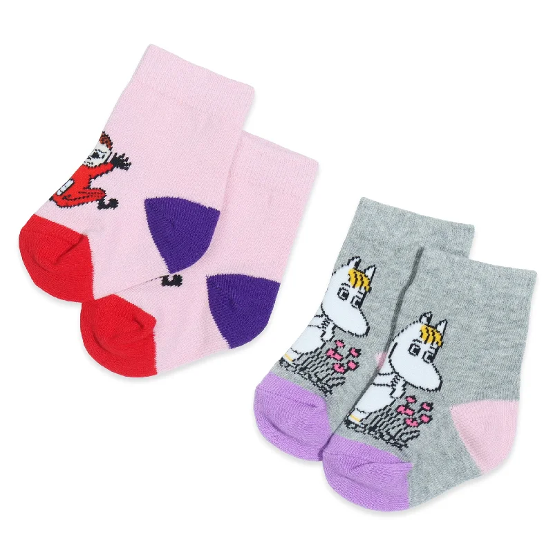 Minimalist white crew socks for gym-Baby Double Pack Snorkmaiden and Little My Socks