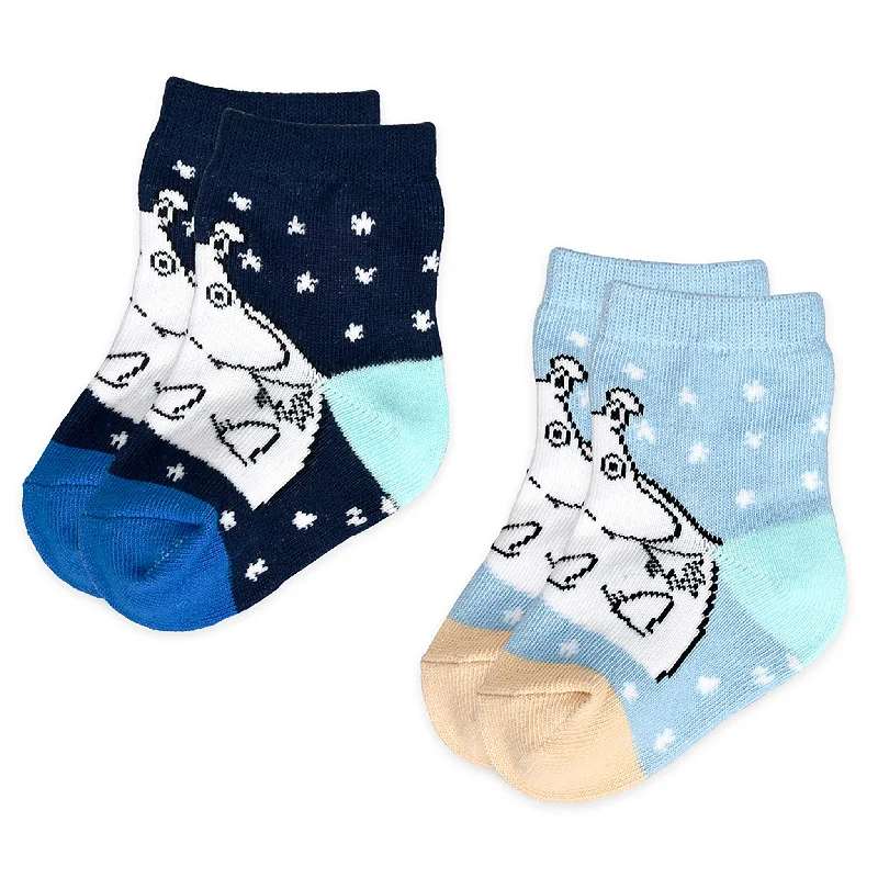 Minimalist white crew socks for subtle-Baby Double Pack Socks - Moomintroll