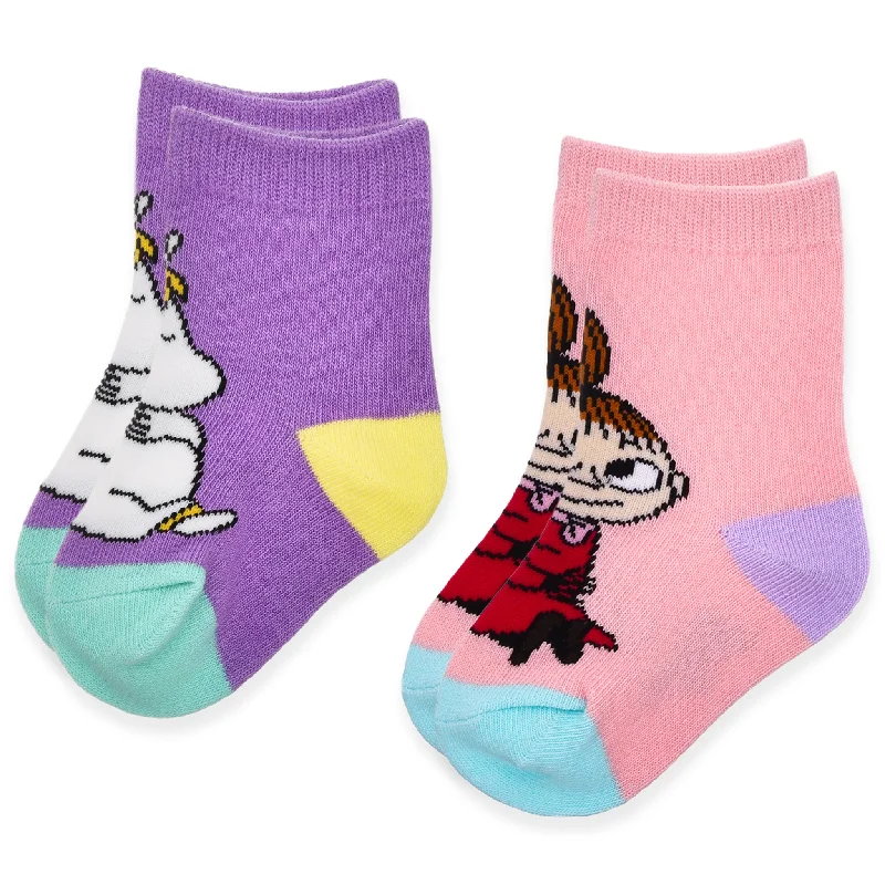 Colorful crew socks for bold fashion-Baby Double Pack Snorkmaiden And Little My Socks - Violet And Pink