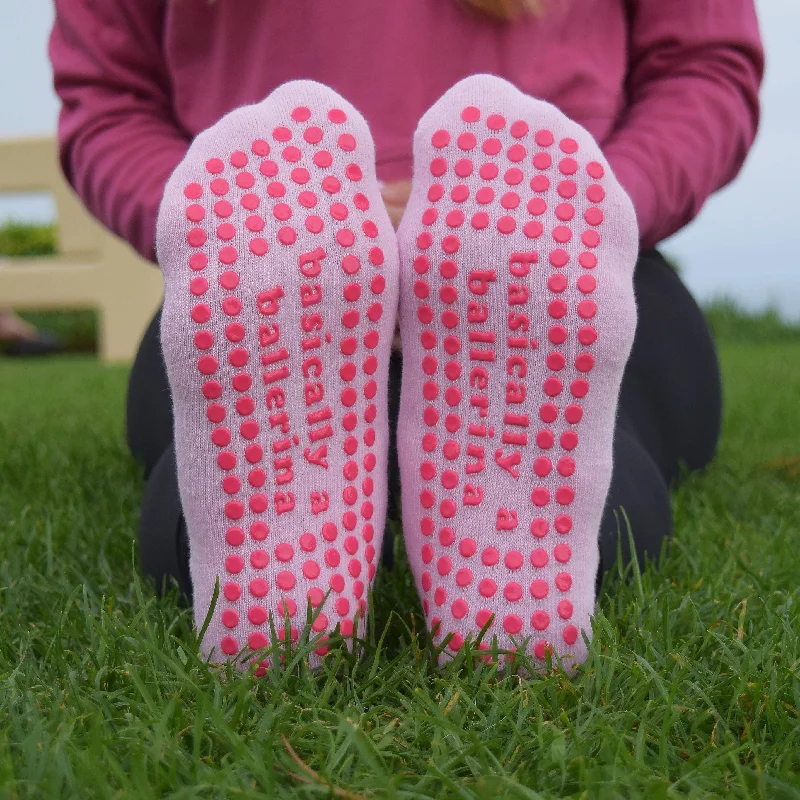 Vintage striped ankle socks for nostalgia-Basically A Ballerina Sticky Socks in Pink | Barre Pilates Yoga Giftable Anti-Slip Grippy Socks