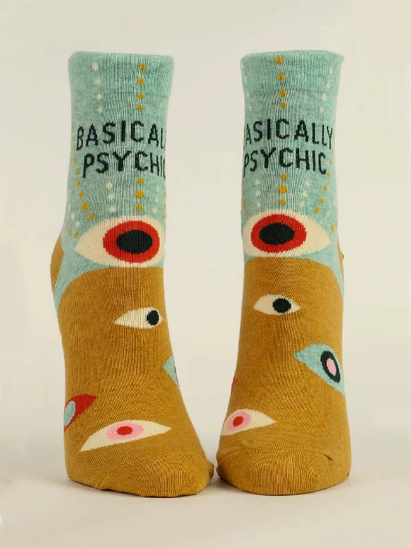 Thin dress crew socks for formal wear-Basically Psychic W-Ankle Socks