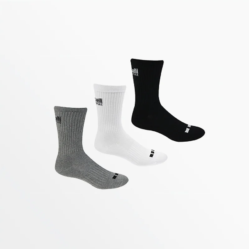 Custom embroidered crew socks for events-BASICS CS-COOL CUSHIONED CREW SOCKS