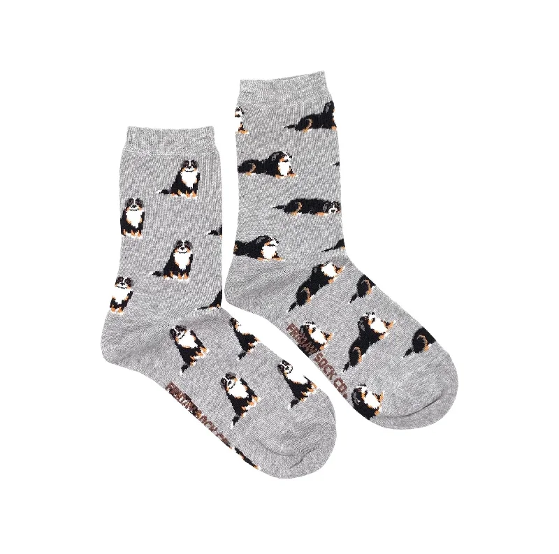 Plush socks for lounging-Bernese Mountain Dog Mismatched Socks