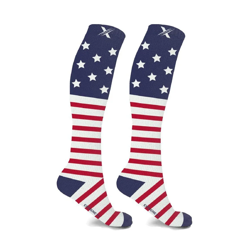 Long running ankle socks for marathon-Patriotic Compression Socks