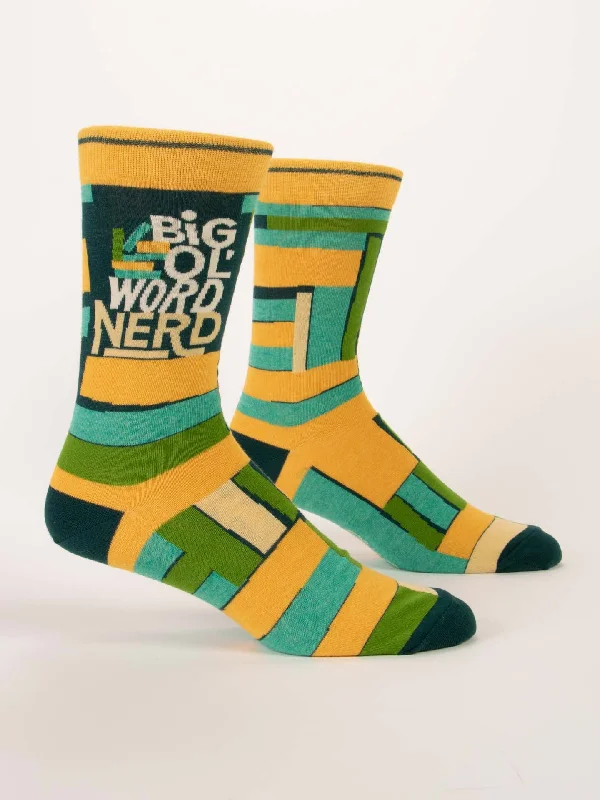 Small novelty ankle socks for fun-Big Ol' Word Nerd M-Crew Socks