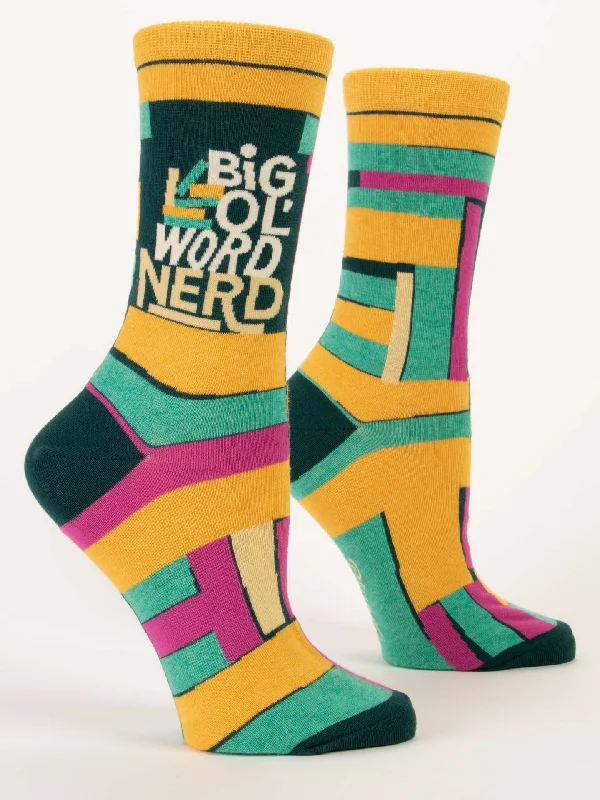 Thick hiking crew socks for durability-Big Ol' Word Nerd W-Crew Socks