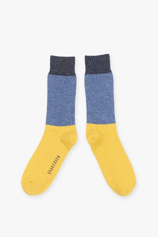 Thin bamboo ankle socks for summer-Blue Colour Block Socks