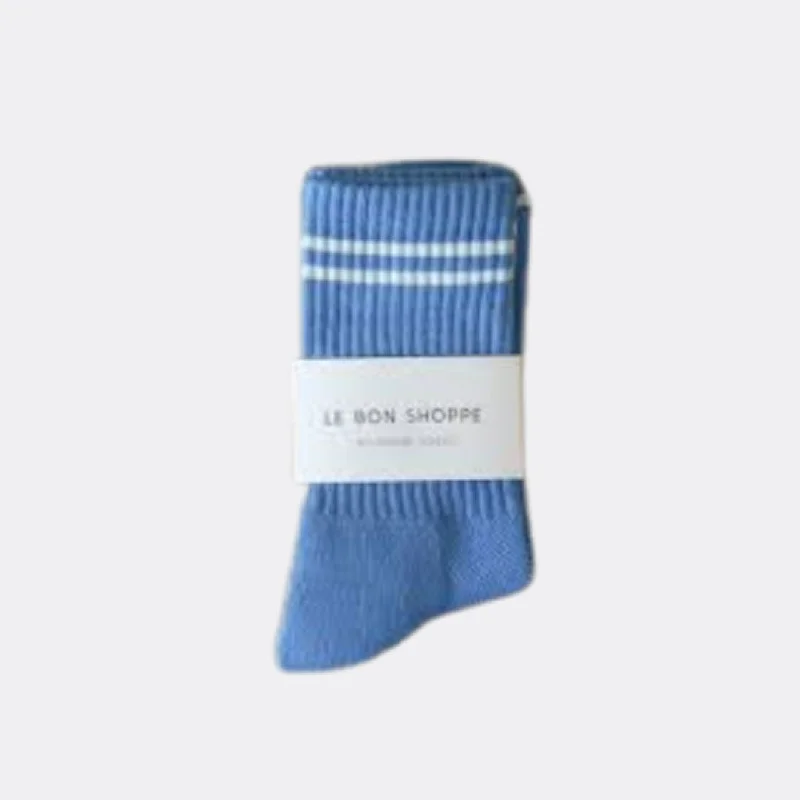 Custom printed crew socks for branding-Boyfriend Socks (Ocean Blue)