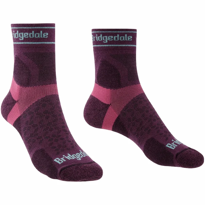 Funny socks for quirky style-Bridgedale Womens Trail Run Ultralight Merino 3/4 Crew Socks