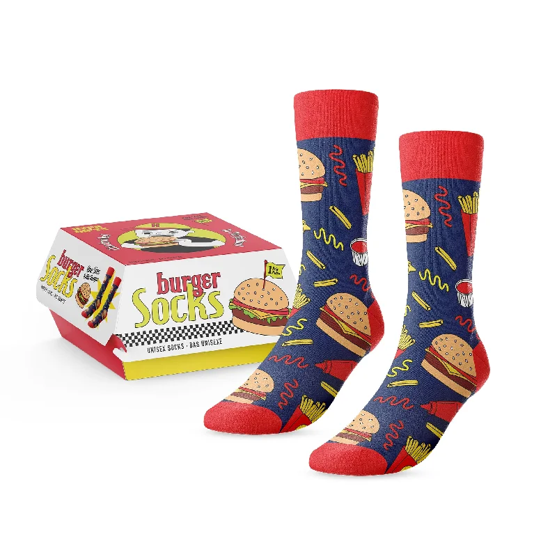 Rustic wool crew socks for rugged-Burgers & Fries Socks