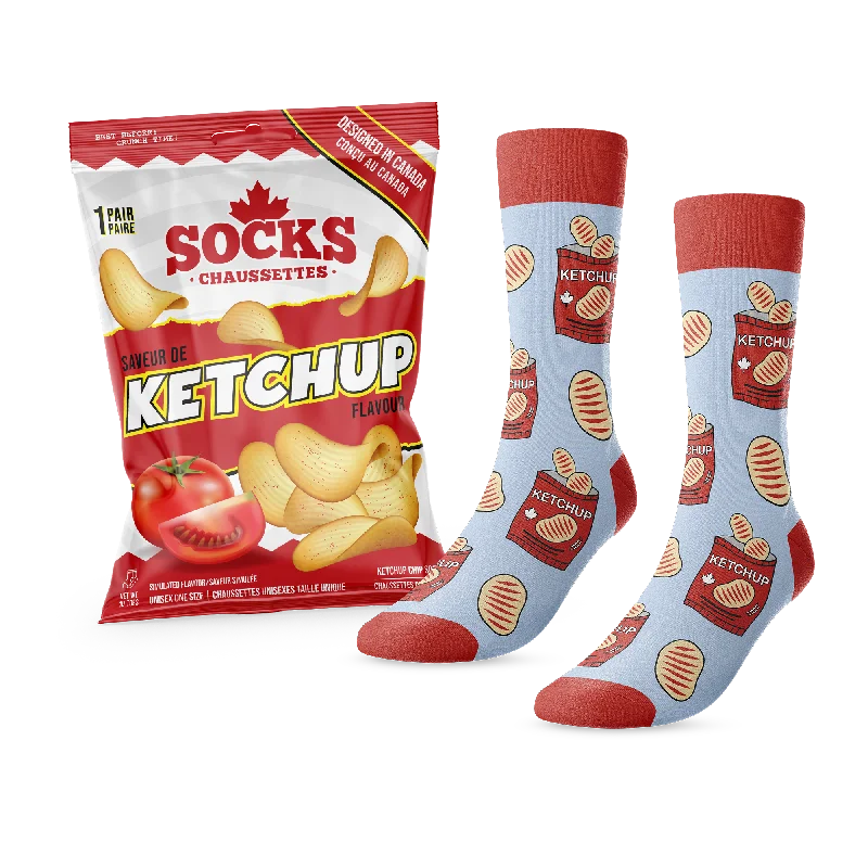 Large compression crew socks for health-Canadian Classic Chips: Ketchup Socks