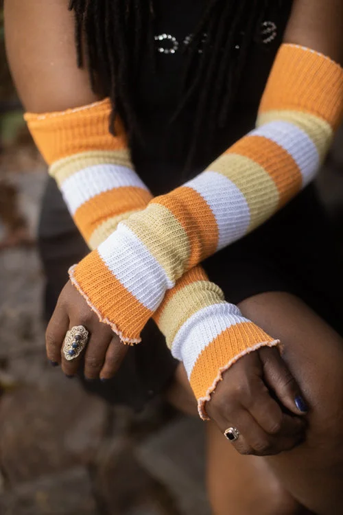 Minimalist black crew socks for everyday-Candy Corn Stripes Warmers