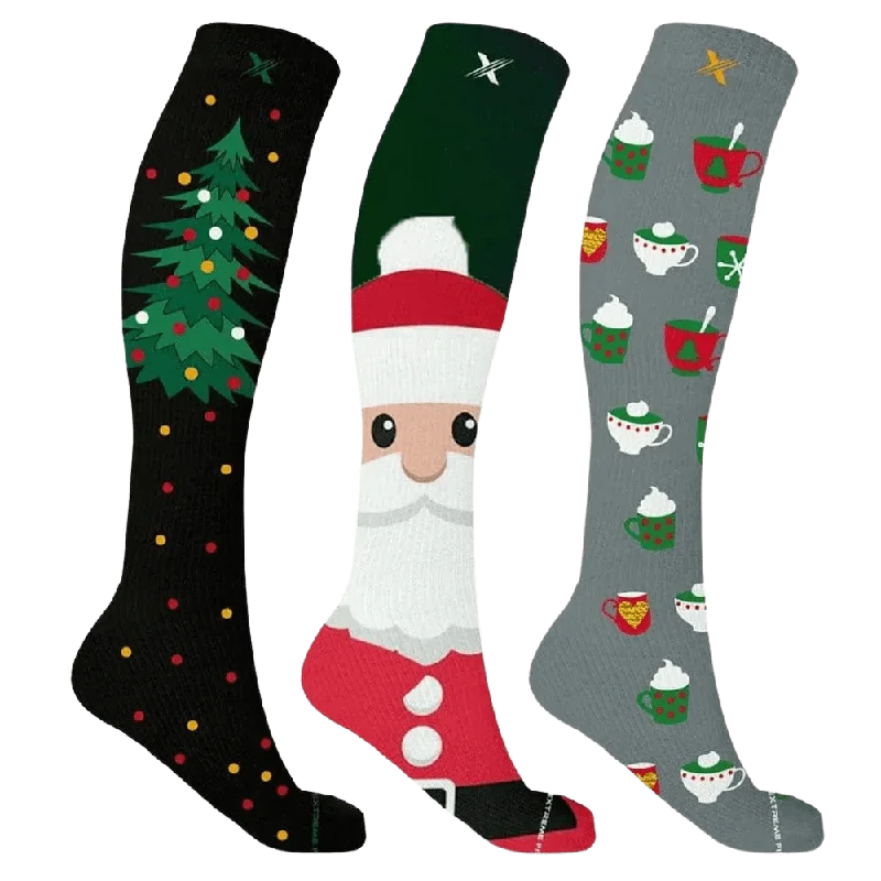 Novelty crew socks for holiday-Christmas Parties Compression Socks (3-Pairs)