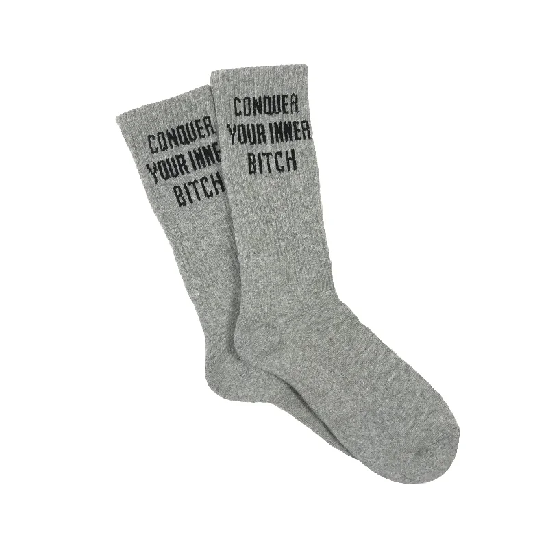 Small patterned socks for kids-Conquer Socks - Grey