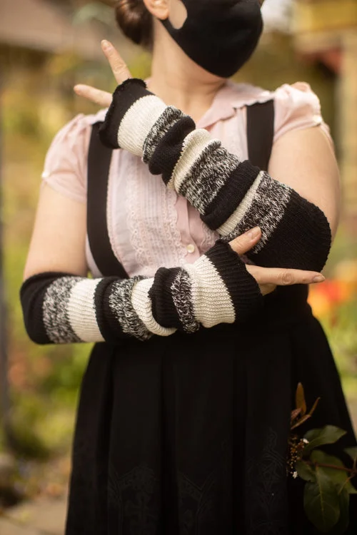 Vintage floral crew socks for preppy-Cookies and Cream Stripes Warmers