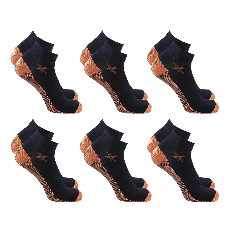 Large wool ankle socks for warmth-Copper-Infused Ankle Socks (6-Pairs)