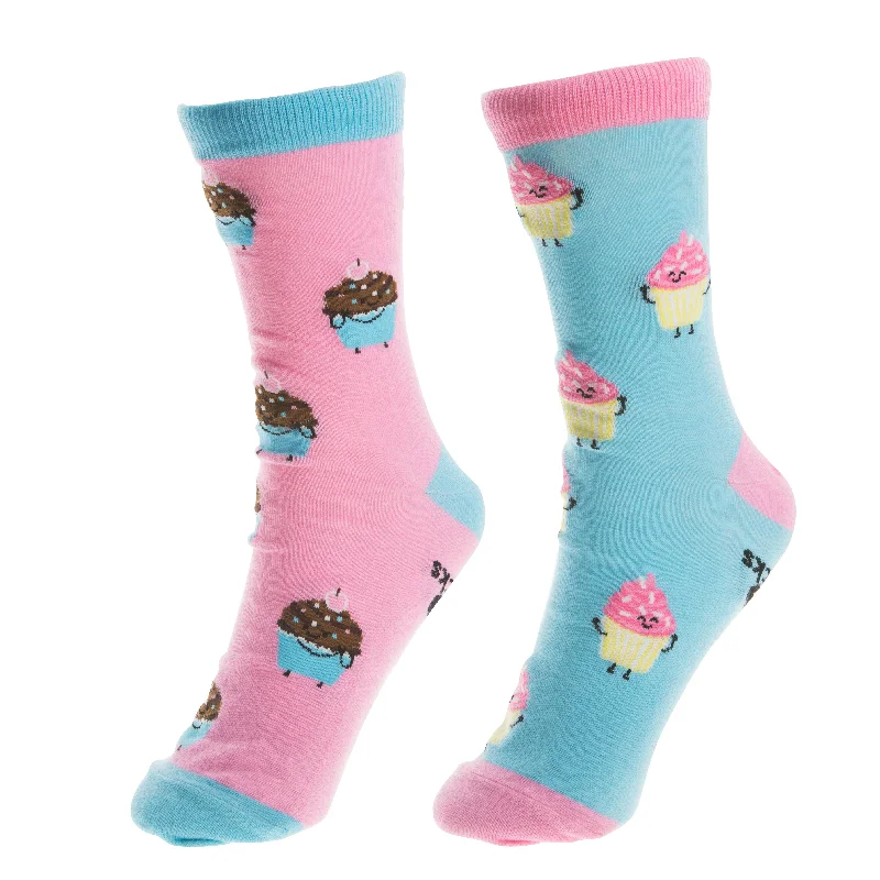 Large compression socks for travel-Cupcakes Mismatched Adult Socks