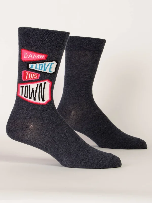 Small crew socks for kids-Damn I Love This Town M-Crew Socks