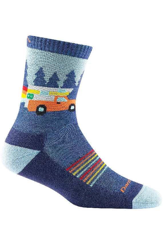 Thick outdoor ankle socks for camping-Darn Tough Junior Van Wild Micro Crew Socks