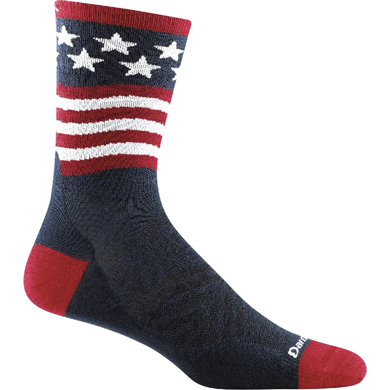 Minimalist gray ankle socks for casual-Darn Tough Mens Patriot Micro Crew Ultra-Lightweight Running Socks