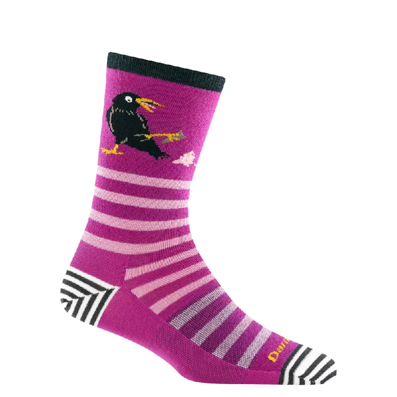 Vintage wool socks for nostalgia-Darn Tough Women's Animal Haus Crew Lightweight Lifestyle Sock in Clover Pink Crow