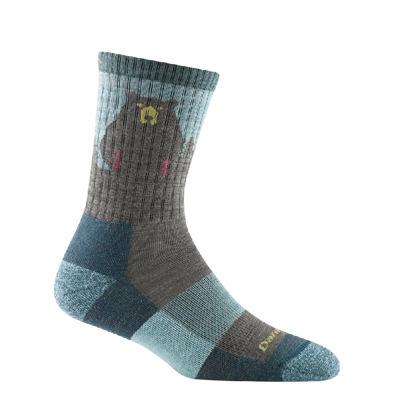 Soft bamboo socks for sensitive skin-Darn Tough Women's Bear Town Micro Crew Lightweight Hiking Sock in Aqua