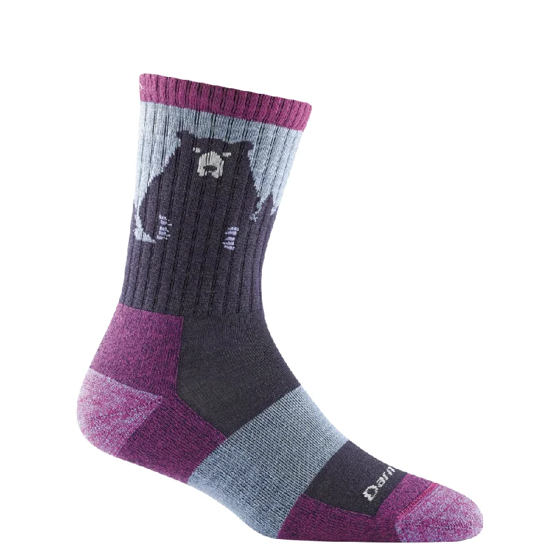 Minimalist white socks for gym-Darn Tough Women's Bear Town Micro Crew Lightweight Hiking Sock in Purple