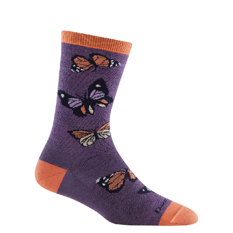 Long compression socks for circulation-Darn Tough Women's Flutter Crew Lightweight Lifestyle Sock in Plum