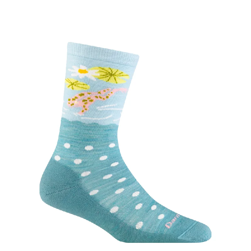 Breathable athletic crew socks for workouts-Darn Tough Women's Wild Life Crew Lightweight Lifestyle Sock in Aqua