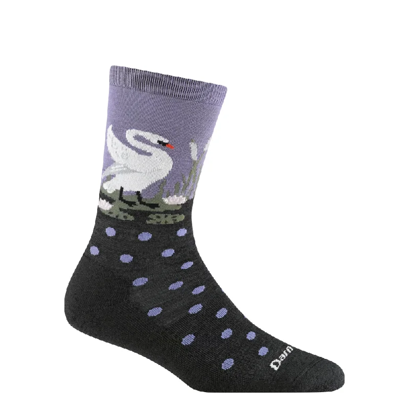 Vintage floral crew socks for preppy-Darn Tough Women's Wild Life Crew Lightweight Lifestyle Sock in Charcoal