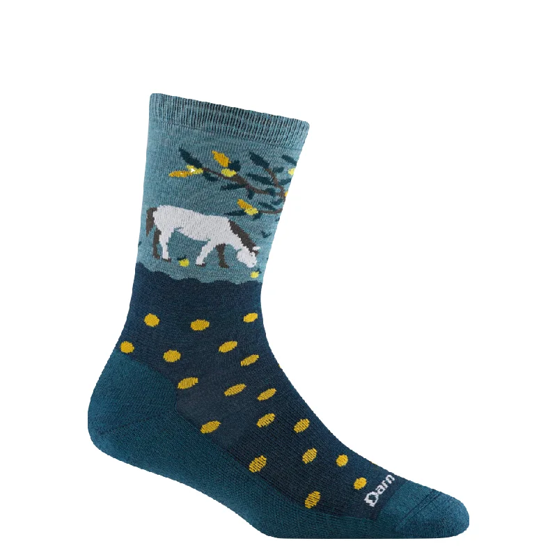 Large wool crew socks for cold weather-Darn Tough Women's Wild Life Crew Lightweight Lifestyle Sock in Dark Teal