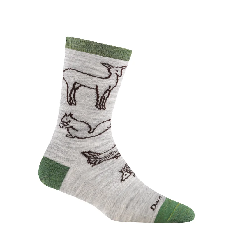 Non-skid ankle socks for yoga-Darn Tough Women's Woodland Creatures Crew Lightweight Lifestyle Sock in Ash