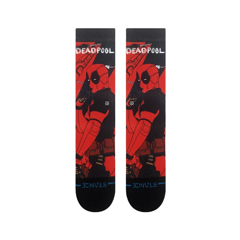 Large compression ankle socks for travel-DEADPOOL CREW SOCK