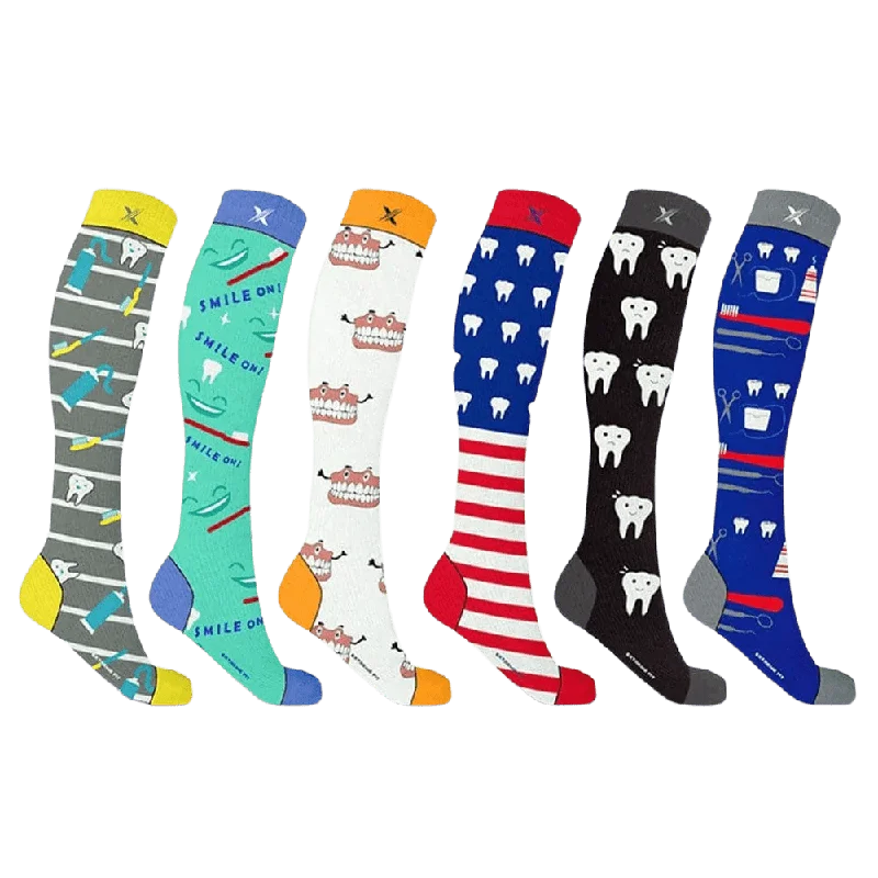 Custom printed crew socks for branding-Dentist Approved Socks (6-Pairs)