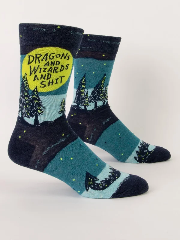 Minimalist gray ankle socks for clean-Dragons And Wizards And Shit M-Crew Socks