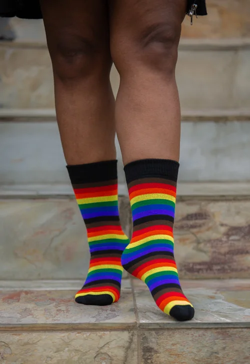 Vintage patterned crew socks for preppy-Philly Rainbow Crew Socks