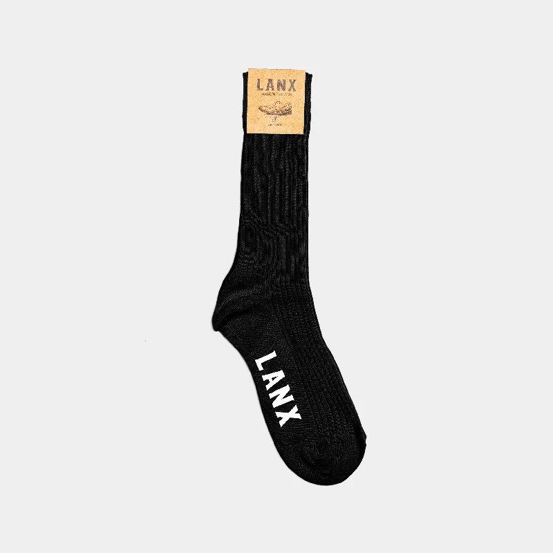 Luxury silk crew socks for luxury-DRESS SOCK / BLACK